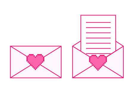 Pink envelope icons with hearts. Vector illustrationのイラスト素材