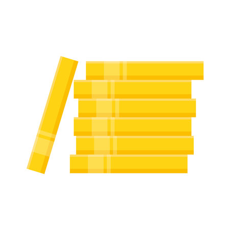 Stack of golden coins. Gold coins stack icon flat vector illustration isolated on white backgroundのイラスト素材