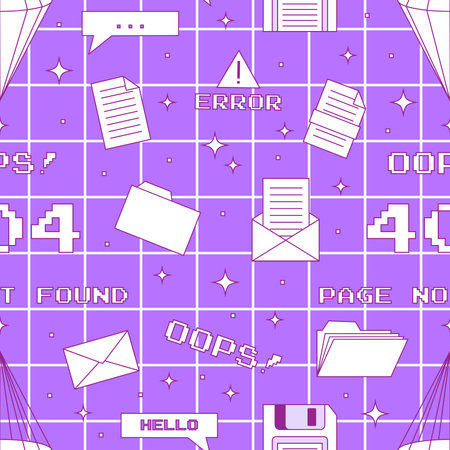 Seamless pattern with old computer elements. Template for card, fabric, textile, wallpaper, paper,...