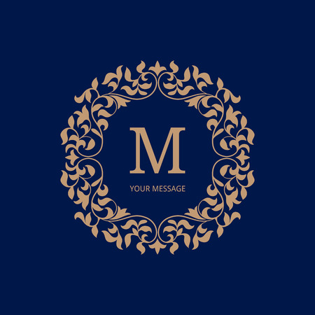 Elegant monogram design template. Calligraphic floral ornament. Can be used for label and invitation design .Business sign, monogram identity for restaurant, boutique, cafe, hotel, heraldic, jewelry.のイラスト素材