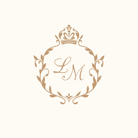 Elegant floral monogram design template for one or two letters . Wedding monogram. Calligraphic elegant ornament. Business sign, monogram identity for restaurant, boutique, hotel, heraldic, jewelry.のイラスト素材