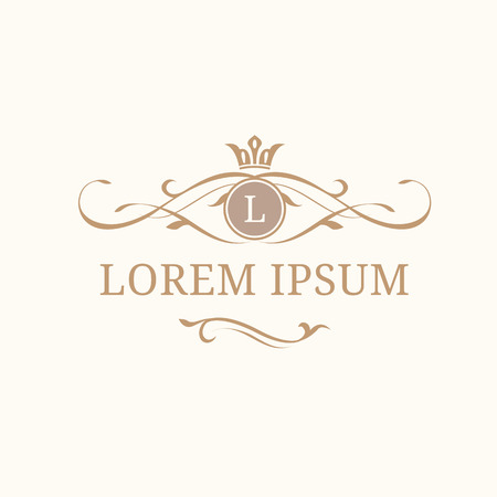 Elegant floral monogram design template and decorative elements. Wedding monogram. Calligraphic elegant ornament. Business sign, monogram identity for restaurant, boutique, hotel, heraldic, jewelry.のイラスト素材