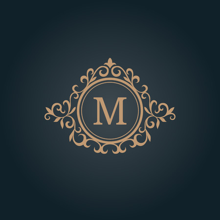 Elegant floral monogram design template for one or two letters . Wedding monogram. Calligraphic elegant ornament. Business sign, monogram identity for restaurant, boutique, hotel, heraldic, jewelry.のイラスト素材