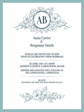 Wedding invitation with floral monogramのイラスト素材