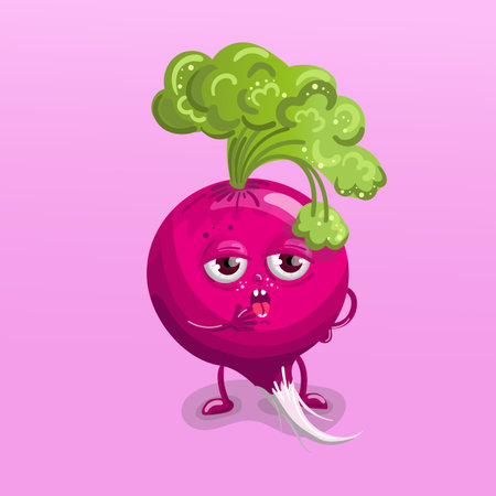 sleepy radish cartoon character. vectorのイラスト素材