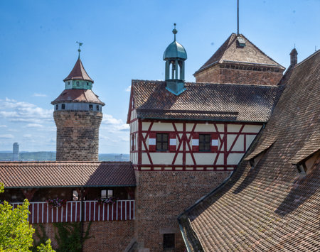 Majestic Kaiserburg NÃ¼rnberg in Germany, featuring 11th-century castles, royal palace, gardens, Sinwellturm tower, and panoramic city views, perfect for travel and history content.の写真素材