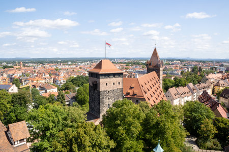 Majestic Kaiserburg NÃ¼rnberg in Germany, featuring 11th-century castles, royal palace, gardens, Sinwellturm tower, and panoramic city views, perfect for travel and history content.の写真素材
