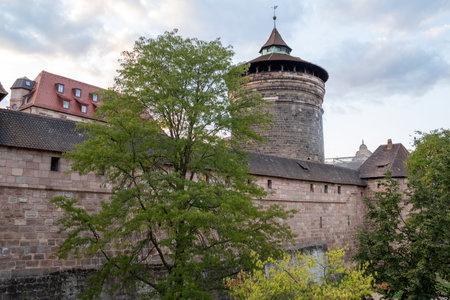 Handwerkerhof Nuremberg in Bavaria, Germany, featuring a cozy medieval village with traditional craft shops, timber-frame houses, and rustic restaurants.の写真素材
