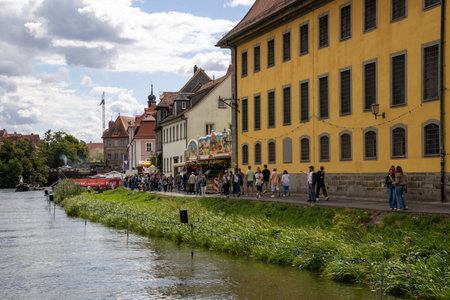 Historic old town of Bamberg, Bavaria, Germany, UNESCO World Heritage city with medieval architecture, river scenery and traditional Sandkerwa festival atmosphere, famous Europeanの写真素材