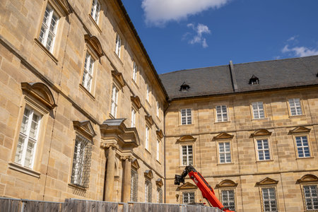 Michelsberg Monastery (St. Michaelâs Monastery) in Bamberg, Bavaria, Germany, historic Benedictine complex with baroque architecture, terraced gardens, vineyards and panoramic viewの写真素材