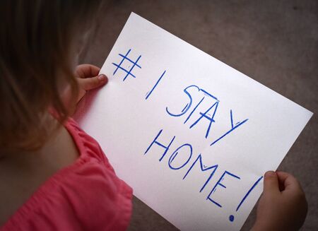 I stay at home awareness social media campaign and coronavirus preventionの写真素材