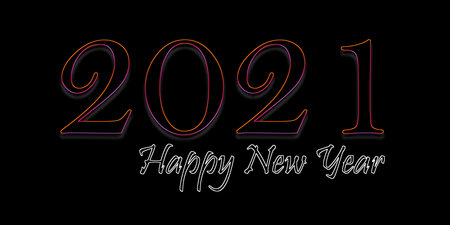 Happy New Year 2021 text design in neon colorful style