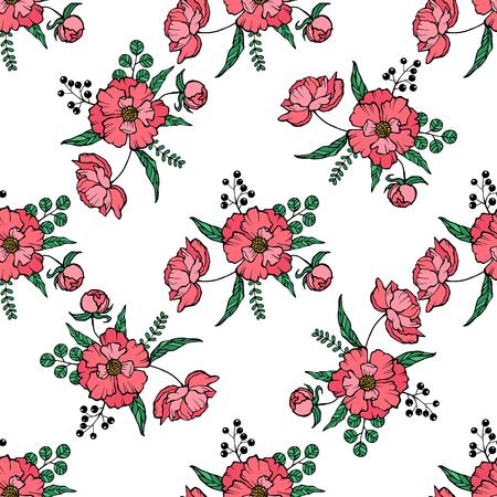 Pattern with red poppies.のイラスト素材