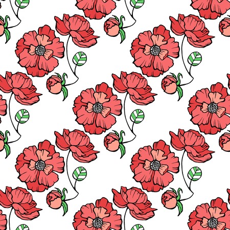Pattern with red poppies.のイラスト素材