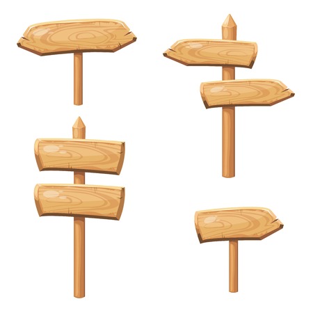 Old wooden blank cartoon sign boards.のイラスト素材