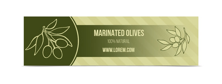 Olive oil horizontal banner with tree branch and fruits isolated vector illustration.のイラスト素材