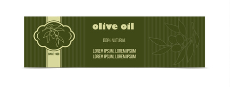 Olive oil horizontal banner with tree branch and fruits isolated vector illustration.のイラスト素材
