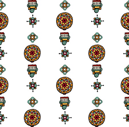 Abstract Tribal vintage ethnic seamless pattern ornamental. Festive colorful background designのイラスト素材