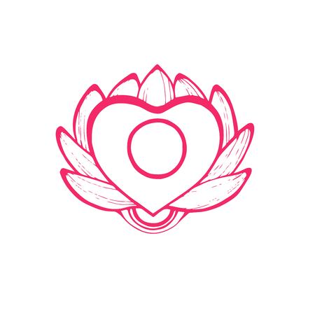 Heart doodle isolated art. Vector illustration for coloring book. Valentine day greeting card. Pink design. Hand draw illustration.のイラスト素材