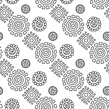 African and mexican aztec american tribal vector borders, frame patterns. Seamless pattern for your design.のイラスト素材