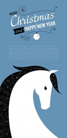 Vector illustration of horse. New year card.のイラスト素材