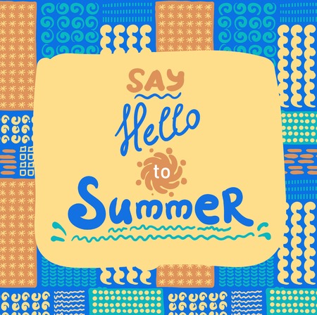 Summer card  Seamless pattern  Hand drawn doodles