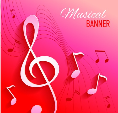 Vector background with music notes and keyのイラスト素材