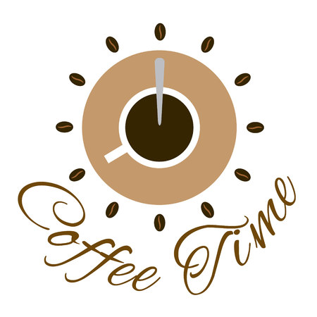 Vector illustration of coffee time logo design.のイラスト素材