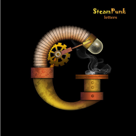 Vector illustration of steam punk letterのイラスト素材