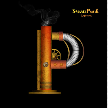 Vector illustration of steam punk letterのイラスト素材