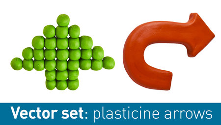 Set of plasticine arrows for your design. Vector illustration.
