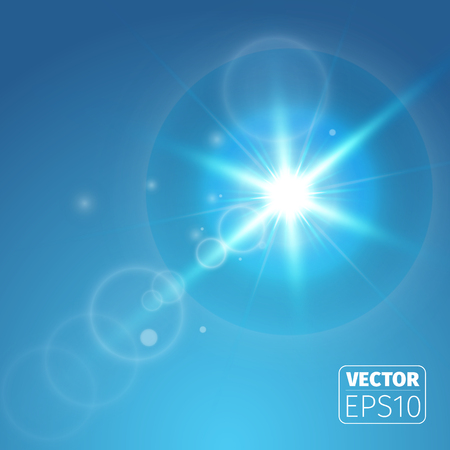 The sun in the blue sky. Vector illustration.のイラスト素材