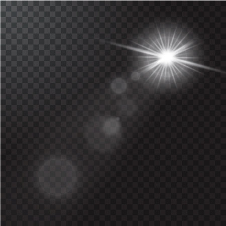 Vector illustration of realistic beam light on transparent background.のイラスト素材