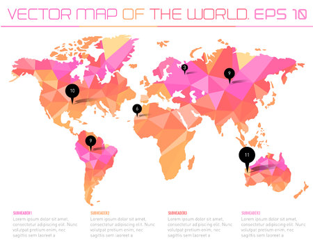 Map of the world with polygonal background. Vector illustration.のイラスト素材