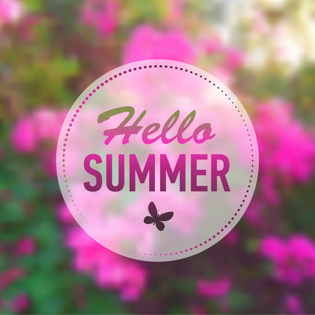 Summer card with flowers background and designed text. Vector illustration.のイラスト素材