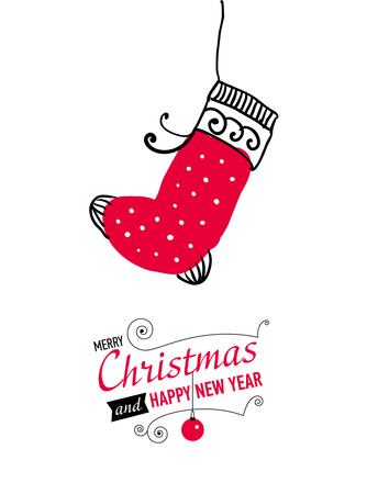 Post card with Christmas doodles. Vector illustration.のイラスト素材