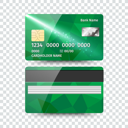 Realistic detailed credit card with abstract geometric design isolated on white background.のイラスト素材