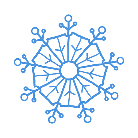 Blue vector snowflake. Ornament Winter. White backgroundのイラスト素材