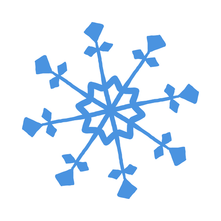 Blue vector snowflake. Ornament Winter. White backgroundのイラスト素材