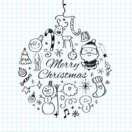 Vector illustration of Merry Christmas post card template.のイラスト素材