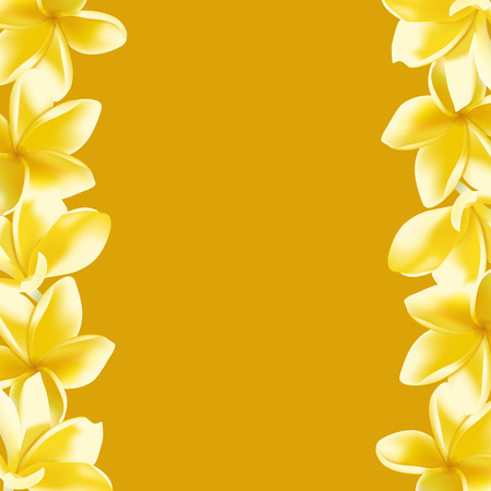 Background with realistic Frangipani flower. Vector illustration.のイラスト素材