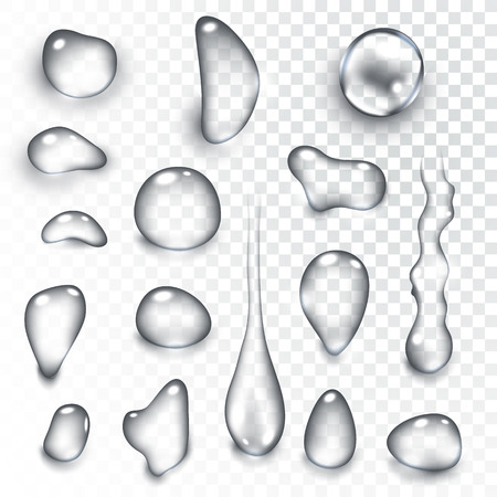 Vector illustration of Pure clear water drops realistic set isolatedのイラスト素材