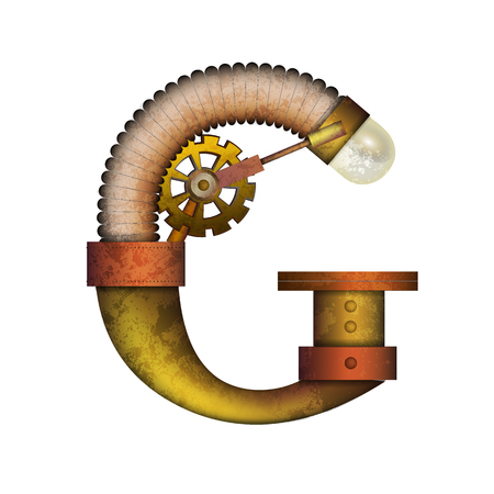 Steampunk alphabet letter for your design. Vector illustration.のイラスト素材