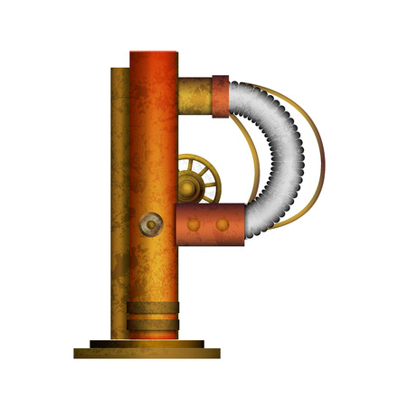 Steampunk alphabet letter for your design. Vector illustration.のイラスト素材