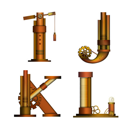 Set of Steampunk alphabet letter for your design. Vector illustration.のイラスト素材