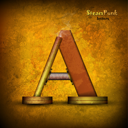 Steam punk alphabet letter for your design. Vector illustration.のイラスト素材