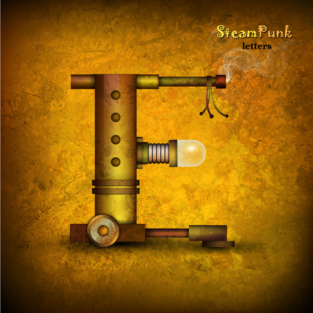 Steam punk alphabet letter for your design. Vector illustration.のイラスト素材