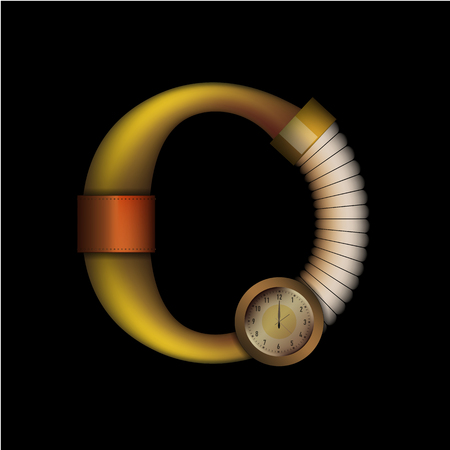 Steampunk alphabet letter for your design. Vector illustration.のイラスト素材