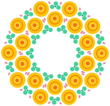 Ornamental circle frame in Russian Dymkovo style. Plate. Vector illustration.のイラスト素材