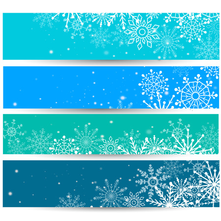 Vector illustration of Set of Web banners with snowflakes.のイラスト素材
